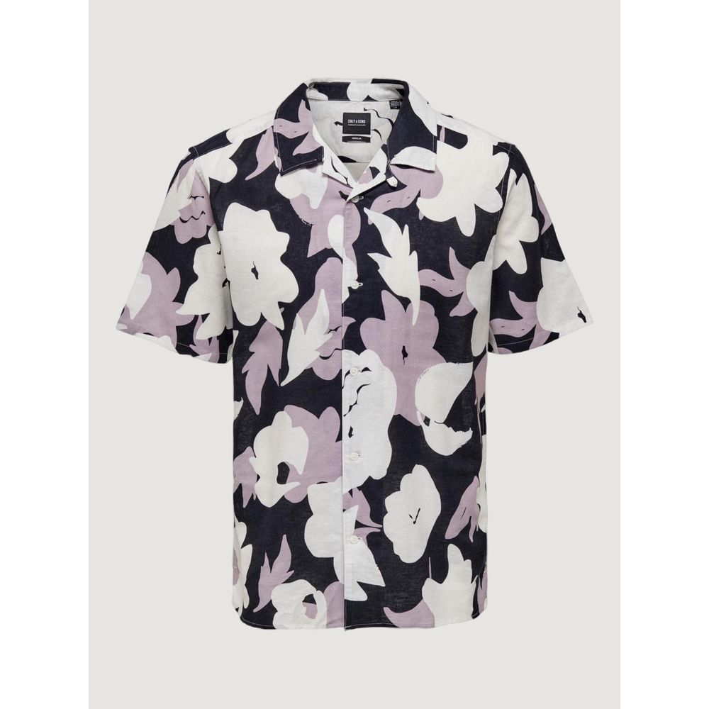 Only & Sons Lila Leinen-Kurzarmhemd